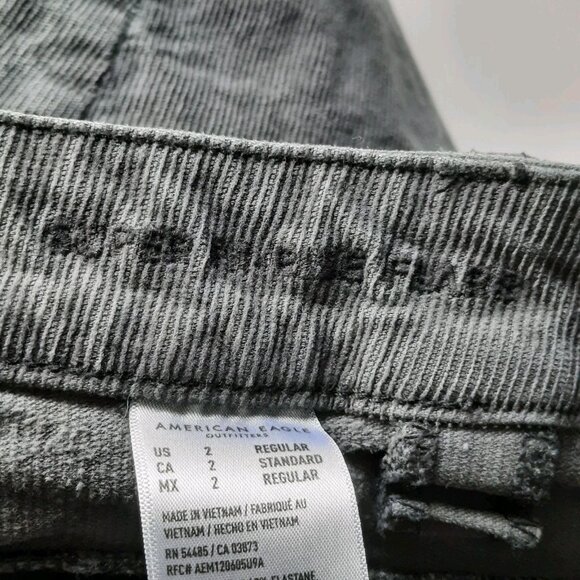 American Eagle Pants Womens 2 Gray Super Hi-Rise Flare Sailor Trouser Boho Cords - Picture 5 of 12